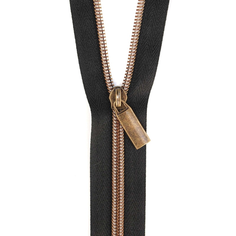 Zippers By The Yard Black Tape Antique Teeth #5