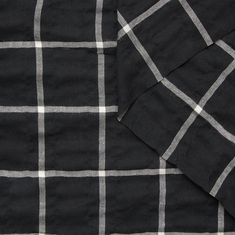 T23V05852 | Tartan Herringbone Seersucker Black