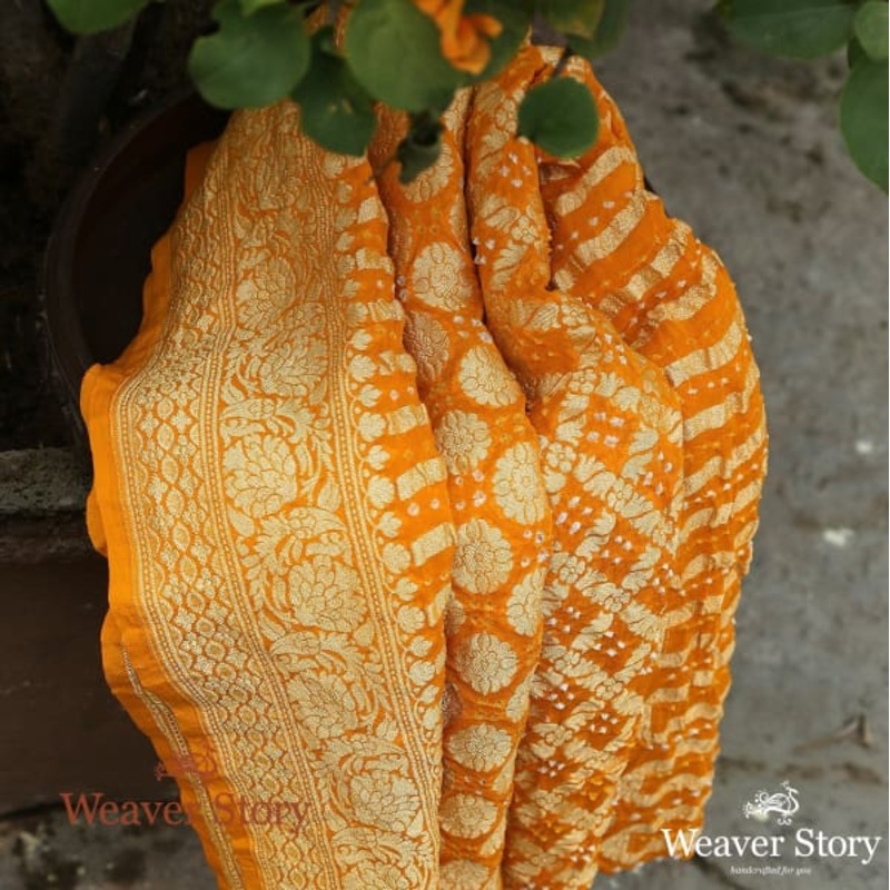 Handwoven Banarasi Bandhani Georgette Dupatta