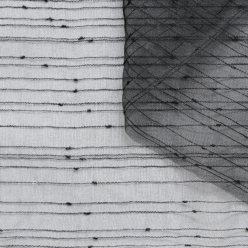 T25M12729 | Shiny Stripe on Silk Gauze Black
