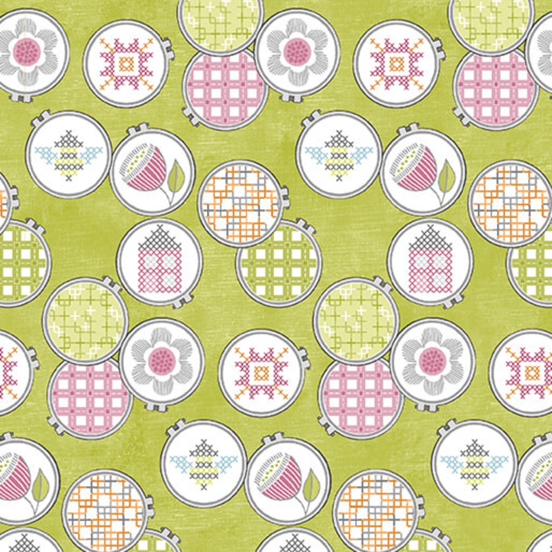 Stitch Garden - Hoops & Stitch - Lime - Yardage