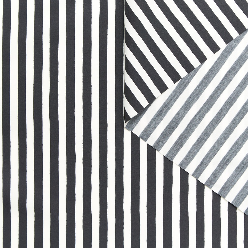 T24B08942 | Stripe 10mm Cotton & Silk Poplin Black