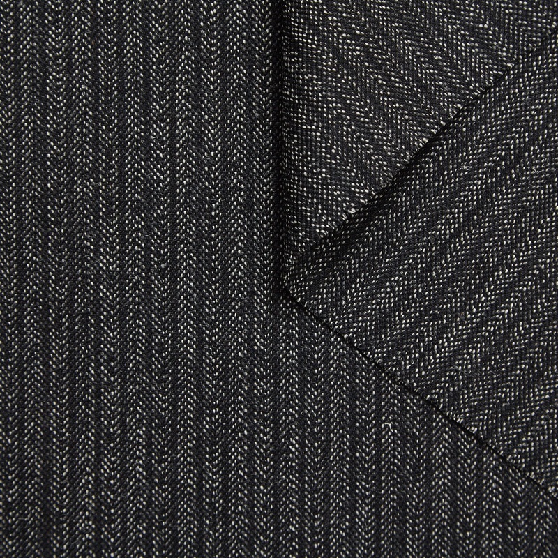 T23A05287 | Stripe Herringbone Wool Suiting Black