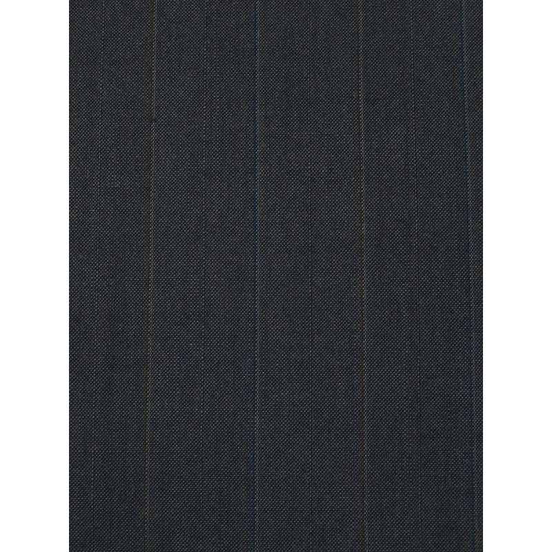 Black/Dark Blue/Dark Charcoal/Multi Wool/Polyester Vertical Stripe Weave Suiting - Imported From Italy - 59W