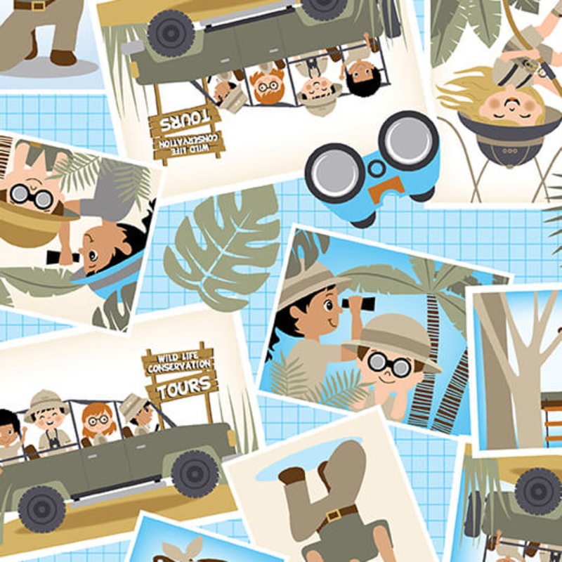 Safari Adventure - Safari Greetings - Sky Blue - Yardage