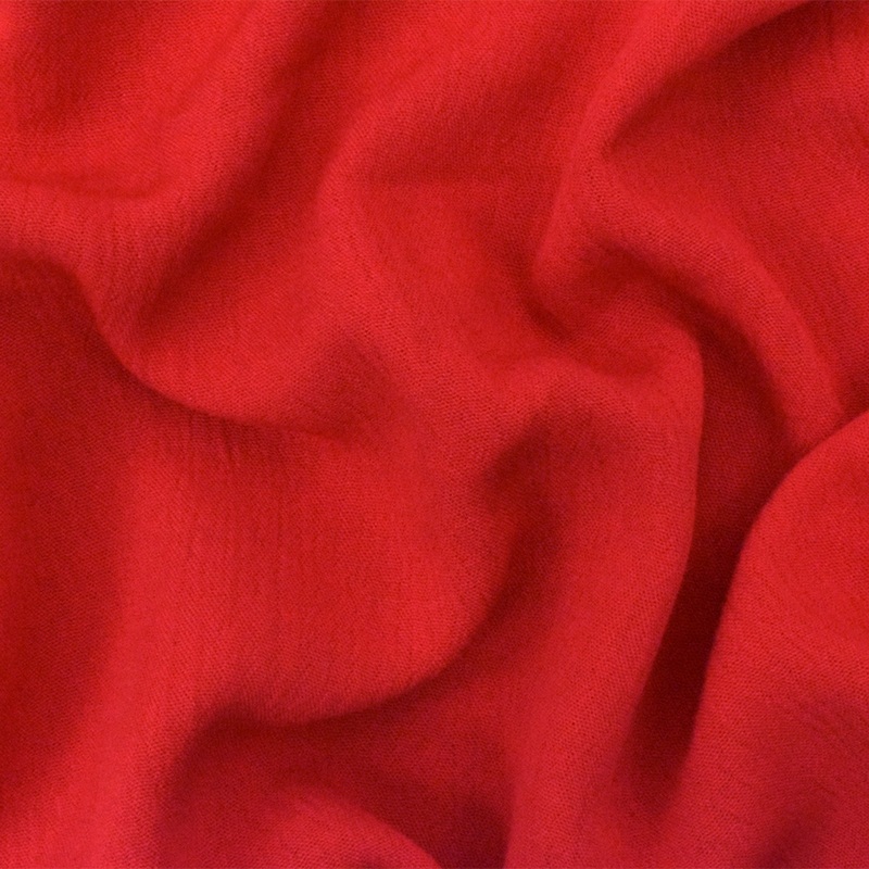 Red Famous Designer Rayon Crinkle Gauze Woven Fabric