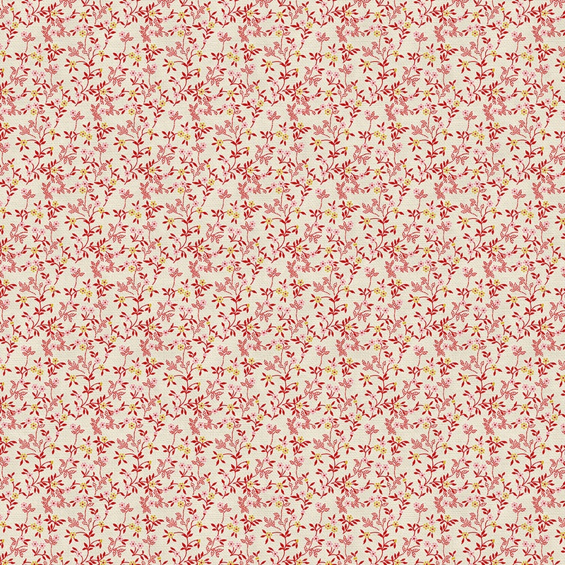 Stippled Branches - Red on White
