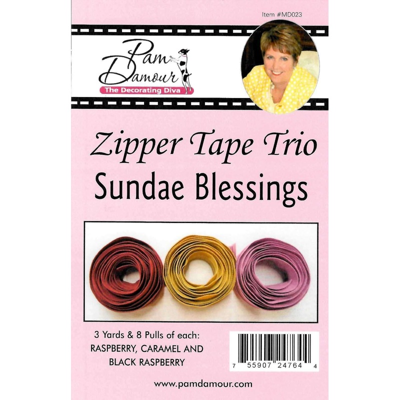 Sundae Blessings 3 yards of Reversible Coil Zipper Tape with 8 Slides
