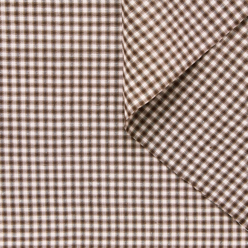 T25N13131 | Mini Check Linen & Viscose Gabardine Cocoa