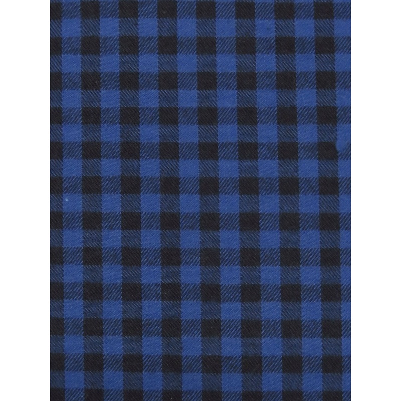 Twilight Blue/Black 100% Cotton Check Plaid Weave Brushed Shirting - NY Designer - 56W