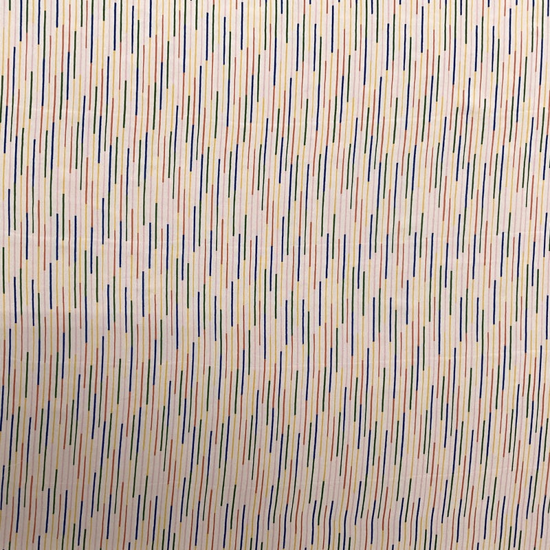 4 1/4 YD PC-White-Blue-Green-Coral-Yellow Variegated Stripe Silk Chiffon Designer Remnant Fabric