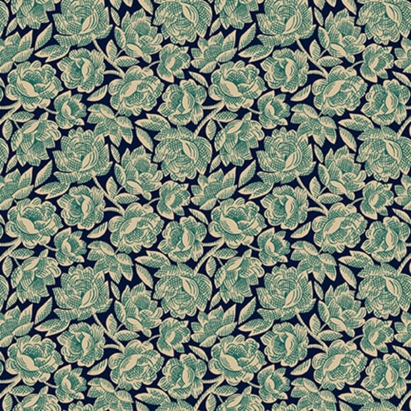 Scrap Basket Favorites - Cabbage Rose - Blue