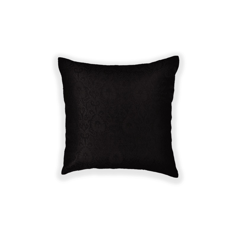 Black Banarasi Tanchoi Poly Silk Cushion Cover 16"