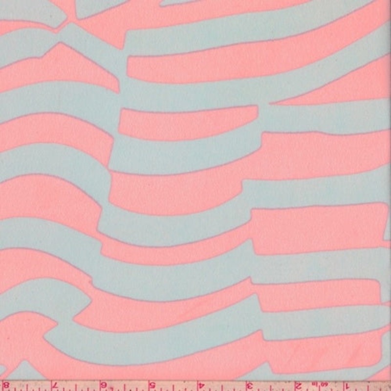 Stone/Neon Pink Abstract Stripe Georgette Fabric