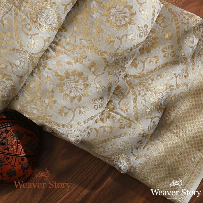 Handwoven Pale Green Sona Rupa Zari Banarasi Georgette Dupatta