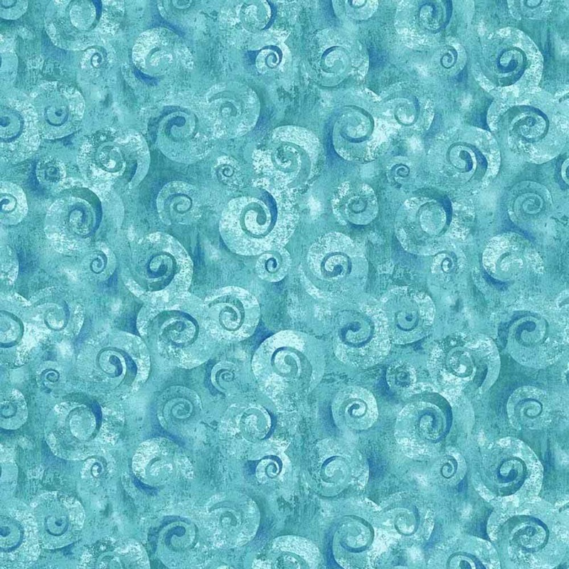 StudioE Fabrics - Spiral Storm by Lilac Bee Designs - Digital - Swirl Texture - Aqua - 118" Wide Yardage