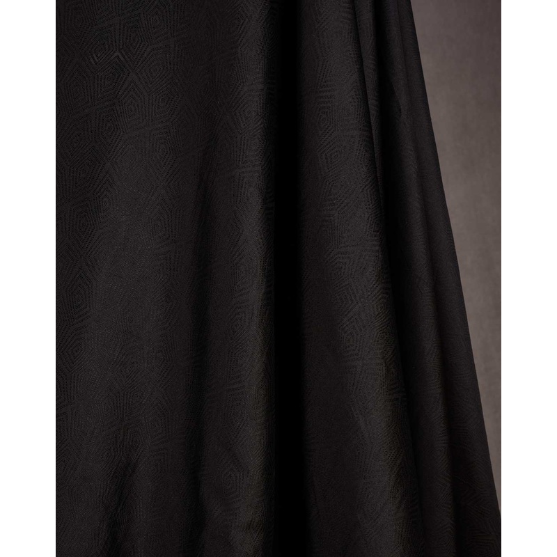 Black Illusion Honeycomb Resham Brocade Handwoven Katan Silk Banarasi Fabric