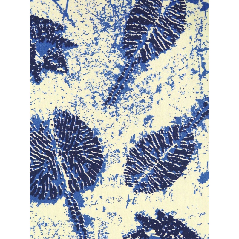 Blue Yonder/Cream/Midnight Navy 100% Cotton Abstract Print Superluxe Poplin Shirting - Luxe Resort Designer - 44W