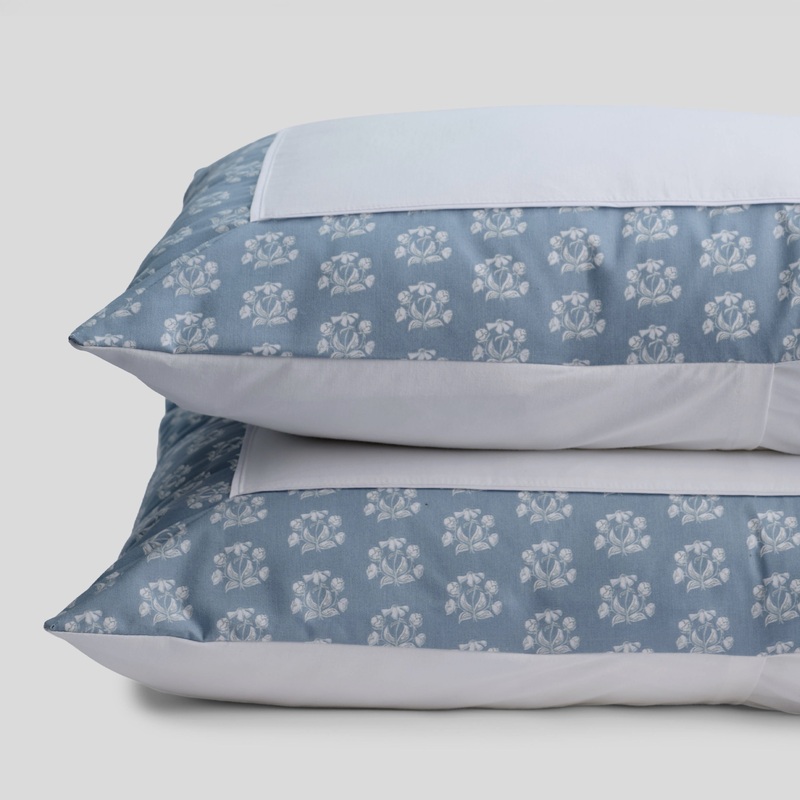 Peony Bundle Print Sham Salt On Blue