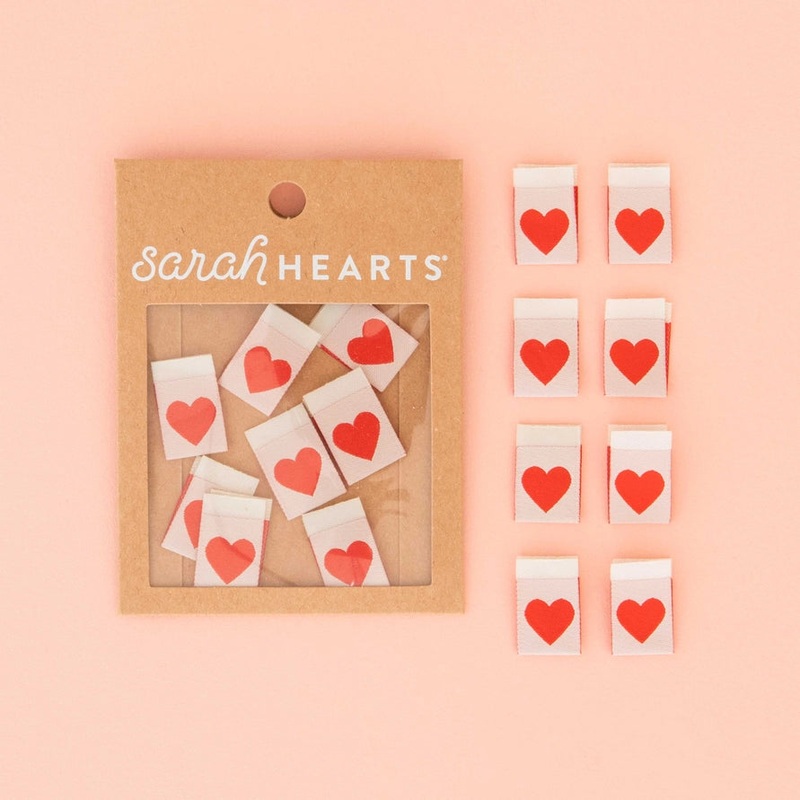 Sarah Hearts Woven Labels - Red Heart LP182