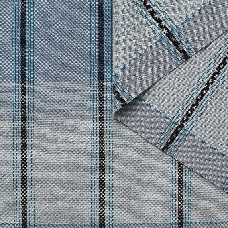 T23W04768 | Textured Checked Cotton Moon Mist