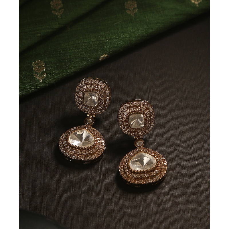 Xyra Handcrafted Earrings With Moissanite Polki