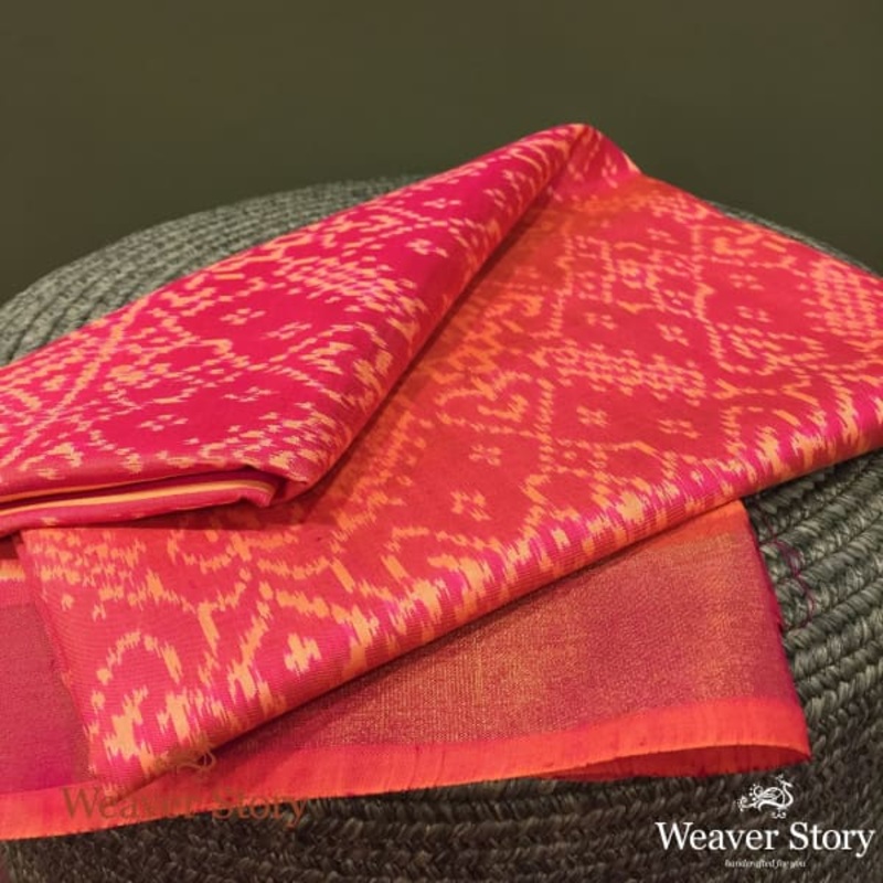Handwoven Peach and Pink Dual Tone Patola Dupatta