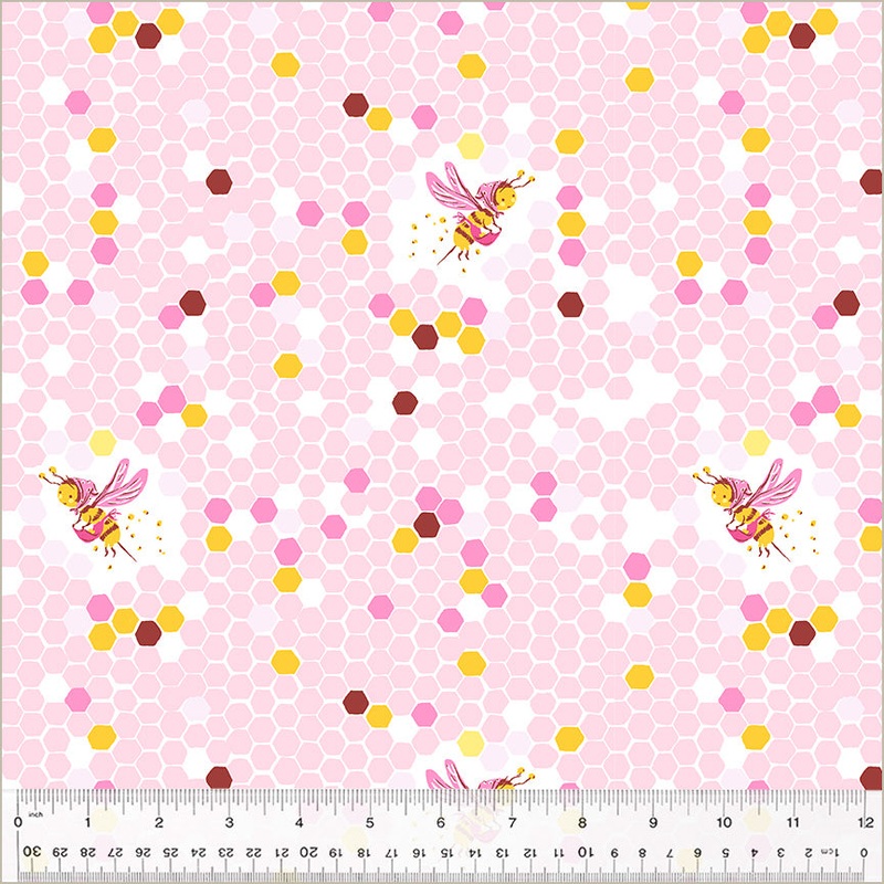 Studio Edit by Heather Ross Hex Bee, Pink, Cotton - 37025D-6