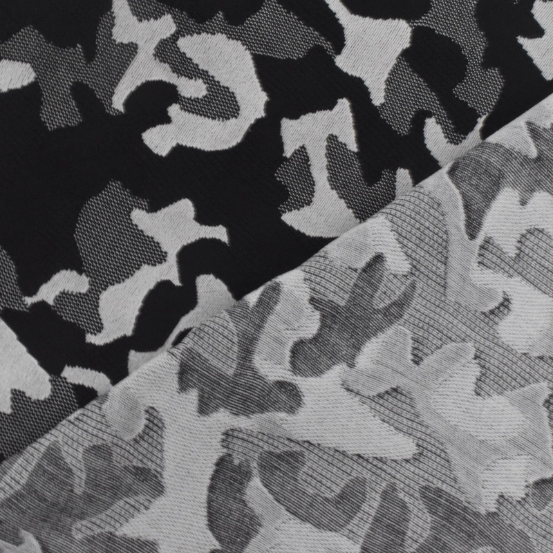 Black-Ash Gray Famous Maker Camo Pattern Stretch Yoga Activewear Fabric