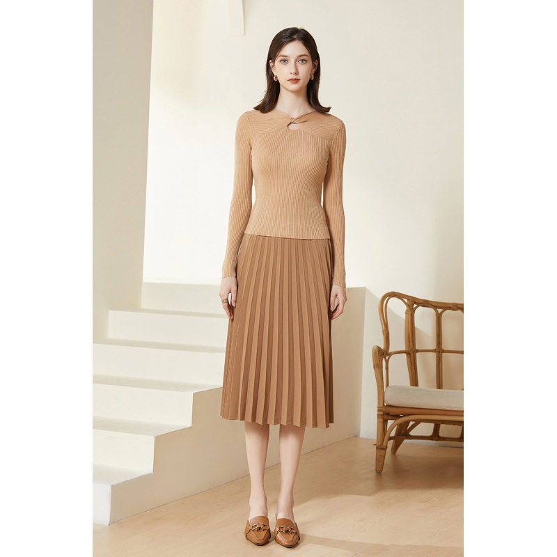 Sylphide | Dinah Khaki Cut Out Wool Sweater