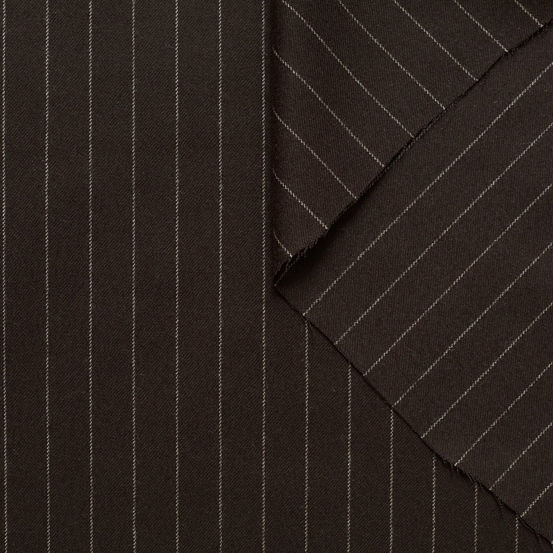 T22A01130 | Pinstripes Wool Flannel Black Coffee