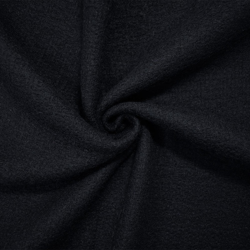 Deep Navy-Black Wool Blend Abstract Plaid Jacquard Woven Jacketing Fabric