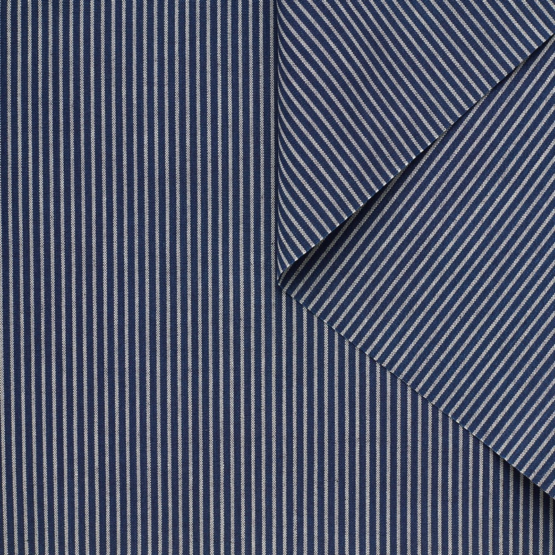 T23B04511 | Striped Cotton Chambray Pageant Blue