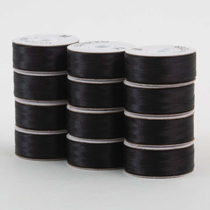 SuperBobs Polyester Bobbin 12pk M-Style Black