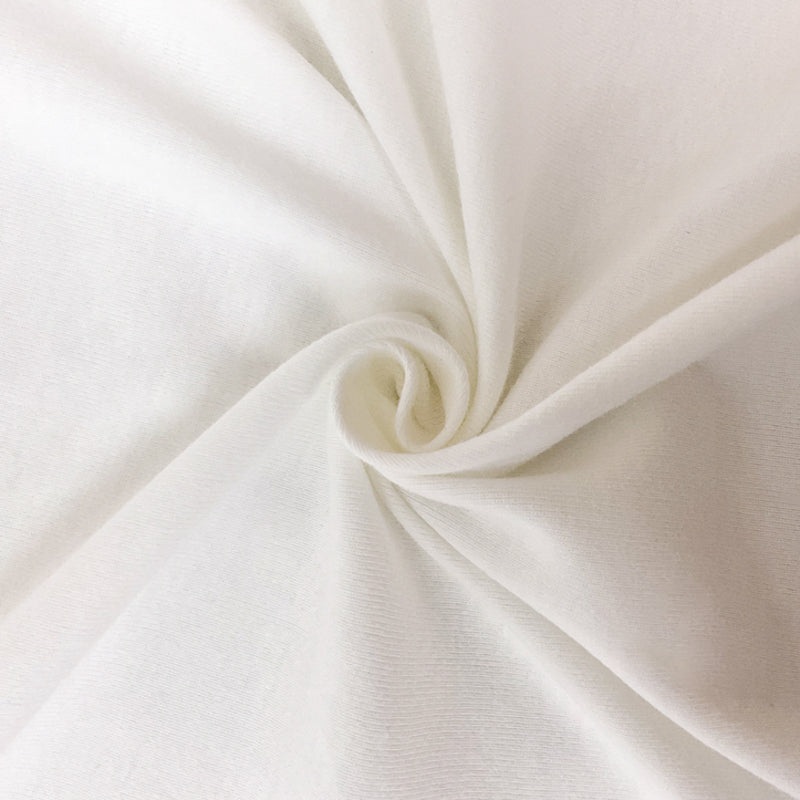 White Organic Cotton Solid 1X1 Rib Knit Fabric