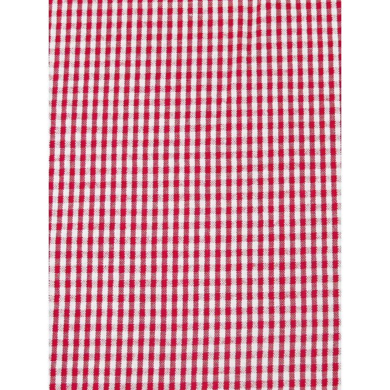 Red/White Combed Cotton/Polyester Check Seersucker - Robert Kaufman - 56W