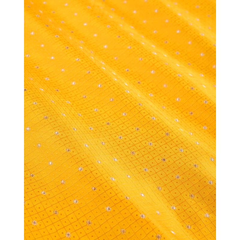 Yellow Banarasi Sona Rupa Buti Tanchoi Brocade Handwoven Katan Silk Unisex Fabric