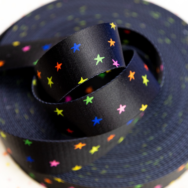 1 1/2" Black Starry Webbing by Stitch Supply Co