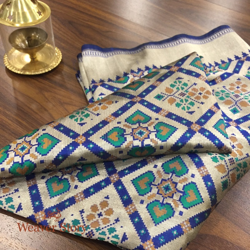 Handloom Blue and Green Banarasi Patola Dupatta