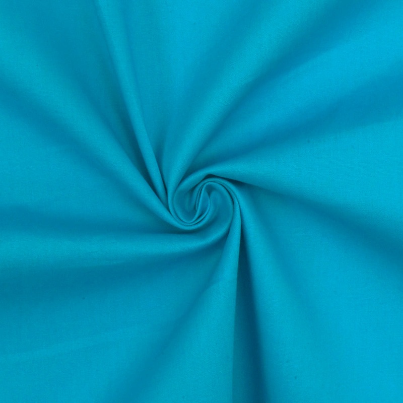 Real Turquoise Solid Stretch Cotton Poplin Woven Fabric
