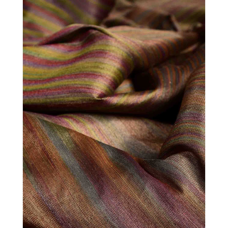 Variegated Multi-color Brocade Handwoven Silk Wool Tissue Banarasi Fabric