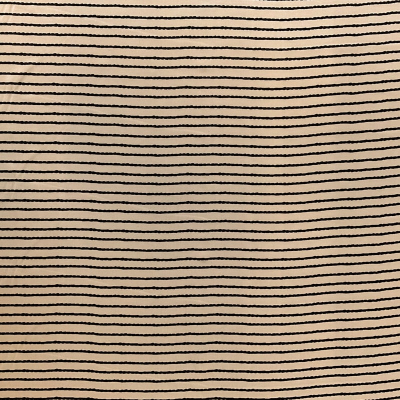 2 1/2 YD PC-Ecru-Black Stripe Silk Chiffon Designer Remnant Fabric