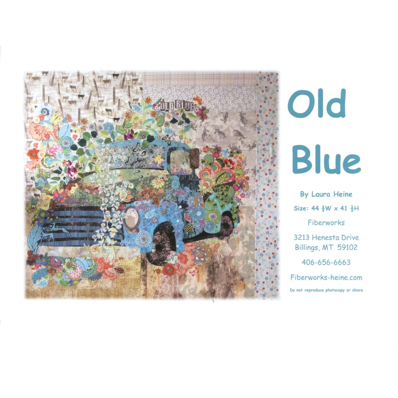 Old Blue Vintage Truck Collage Quilt Pattern by Laura Heine
