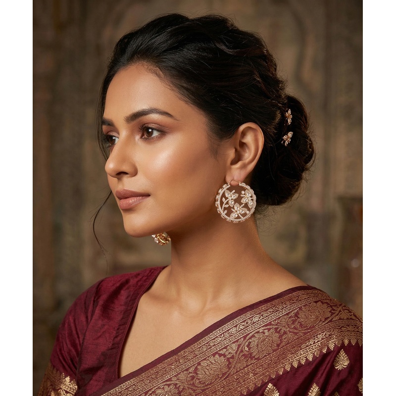 Shiddat Handcrafted Gold Plated Alloy Earrings With Semi Precious Stones