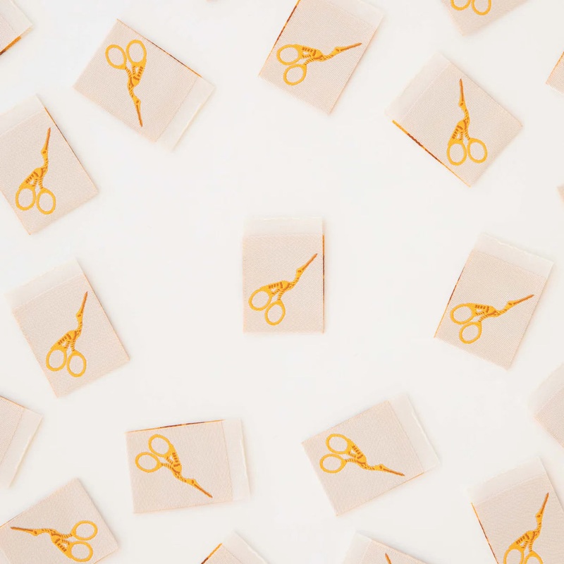 Stork Scissors Woven Labels by Sarah Hearts