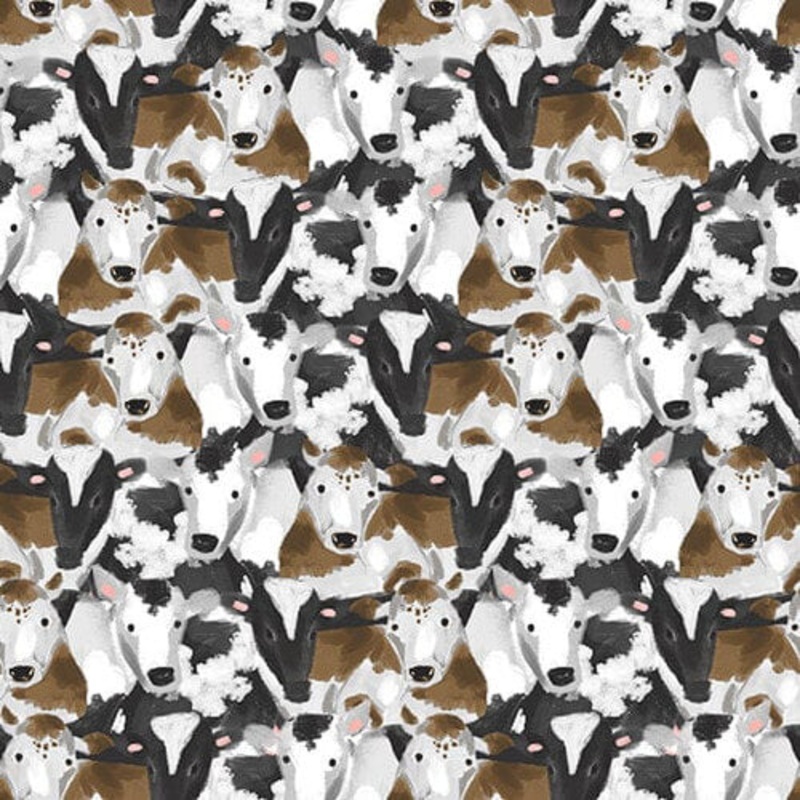 Rise with the Sun - Cow Collage - Brown - Yardage