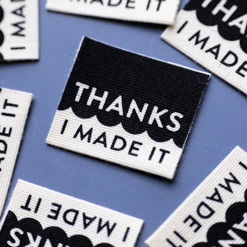 Thanks I Made It! (black) - Premium Organic Cotton Sew In Label - Sarah Hearts #LC152