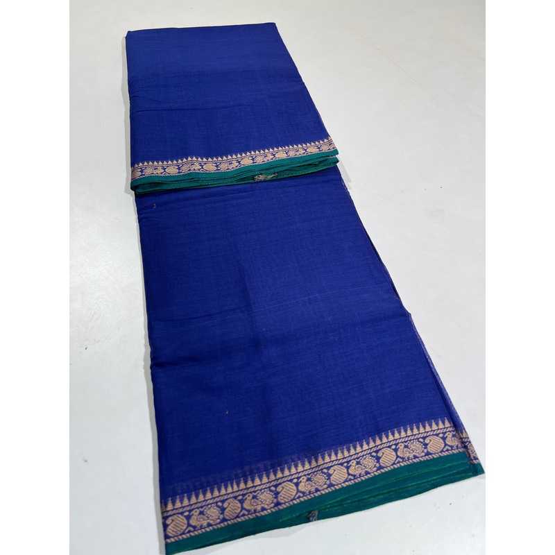 BLUE - NARAYANPETA COTTON SAREE WITH TRADITIONAL BORDER 32