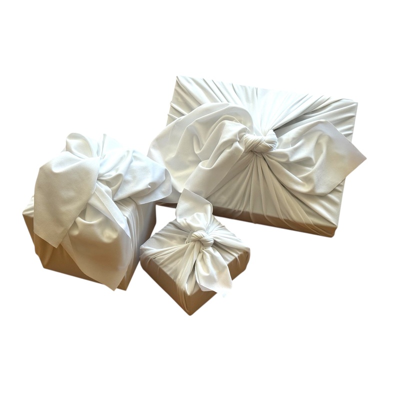 Set of 3 (S, L, XL) Reusable Cloth Furoshiki Gift Wrap | White