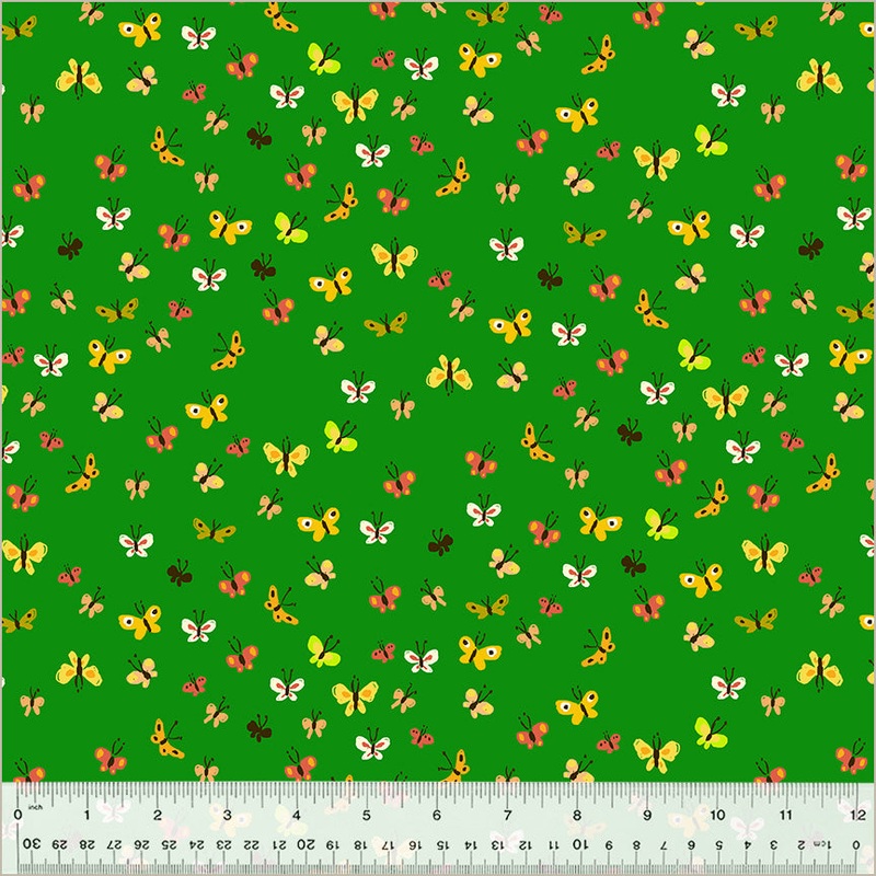 Studio Edit by Heather Ross Butterflies, Green, Cotton - 40933D-2